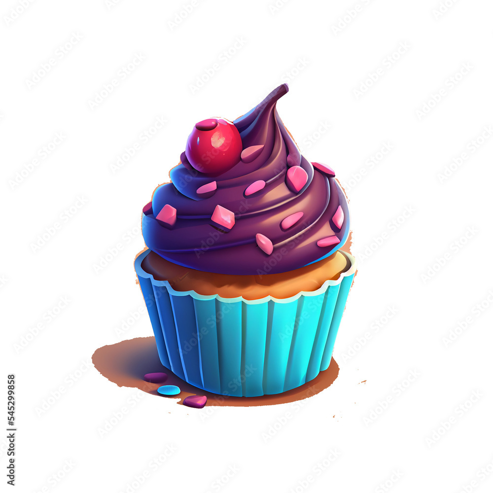 cupcake with cherry game icon concept art with transparent background