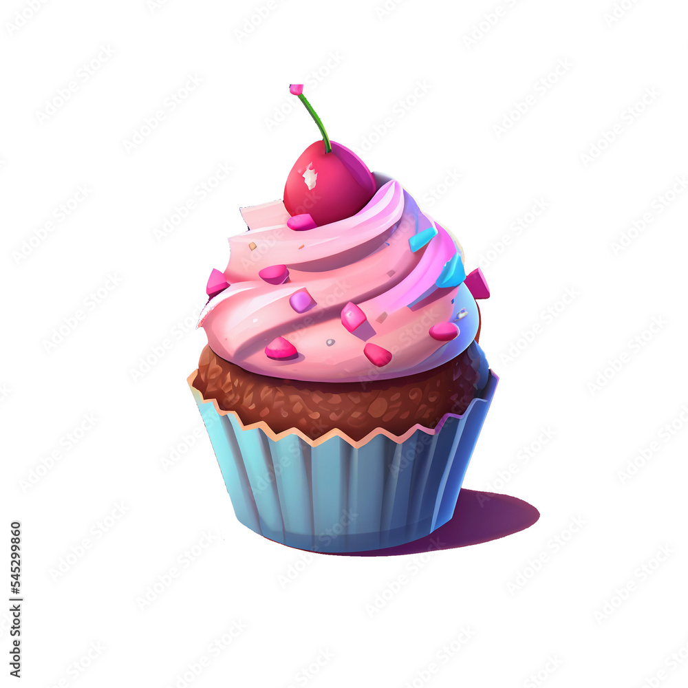 cupcake with cherry game icon concept art with transparent background cupcake with cherry game icon concept art with transparent background