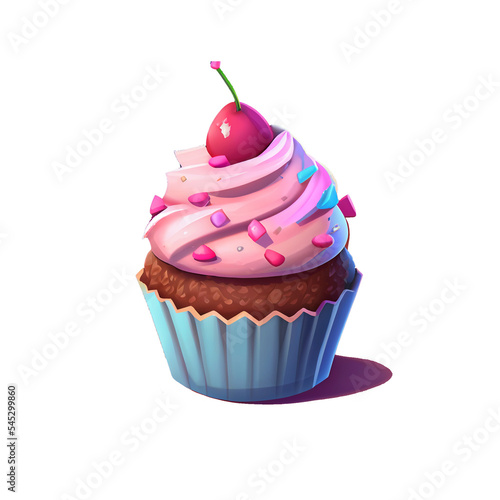 cupcake with cherry game icon concept art with transparent background