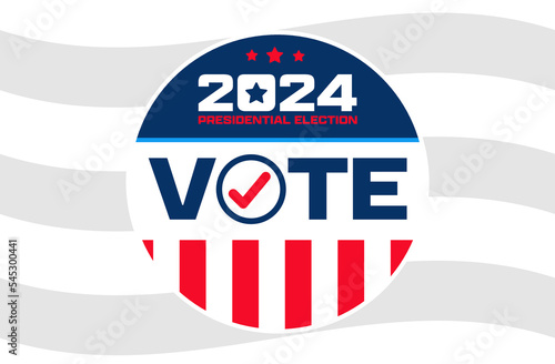 2024 Presidential election vote illustration badge United States of America on a light background