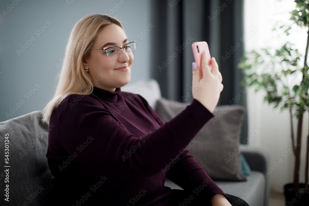 Woman having video call on mobile Woman having video call on mobile