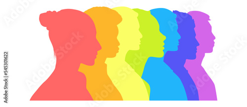 Colorful multiethnic face silhouette