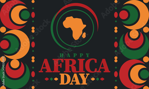 Africa Day. Happy African Freedom Day and Liberation Day. Celebrate annual on the African continent and around the world. African pattern. Poster, card, banner and background. Vector illustration