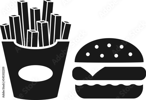 French fries and burger, fast food icon