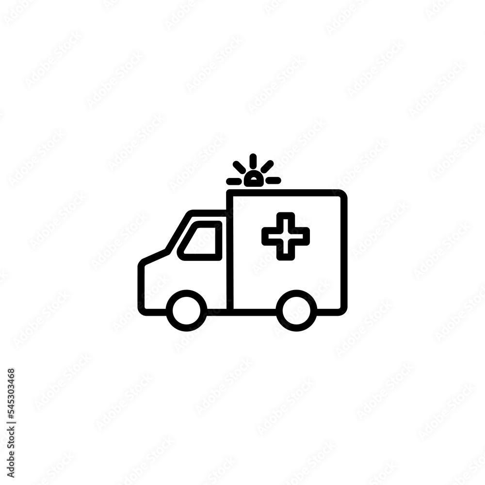 Fototapeta premium Ambulance icon vector illustration. ambulance truck sign and symbol. ambulance car