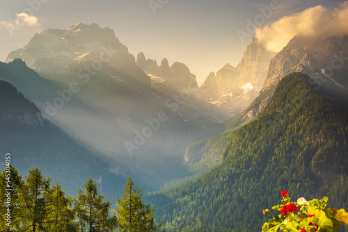 Adamello Brenta pinnacles, Landscape in the italian Dolomites, Northern Italy Fototapet