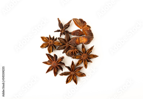 Star anise isolated on white background.