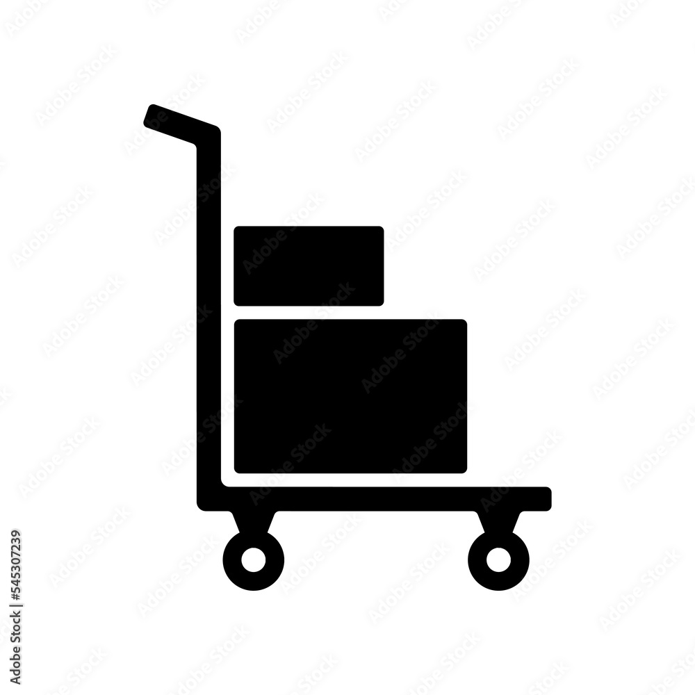 Handcart Icon Vector or Simple Handcart Icon Vector Isolated. The best Handcart icon for all purposes. Especially for the design of the icon of a trolley. Handcart Icon Vector on White Background.