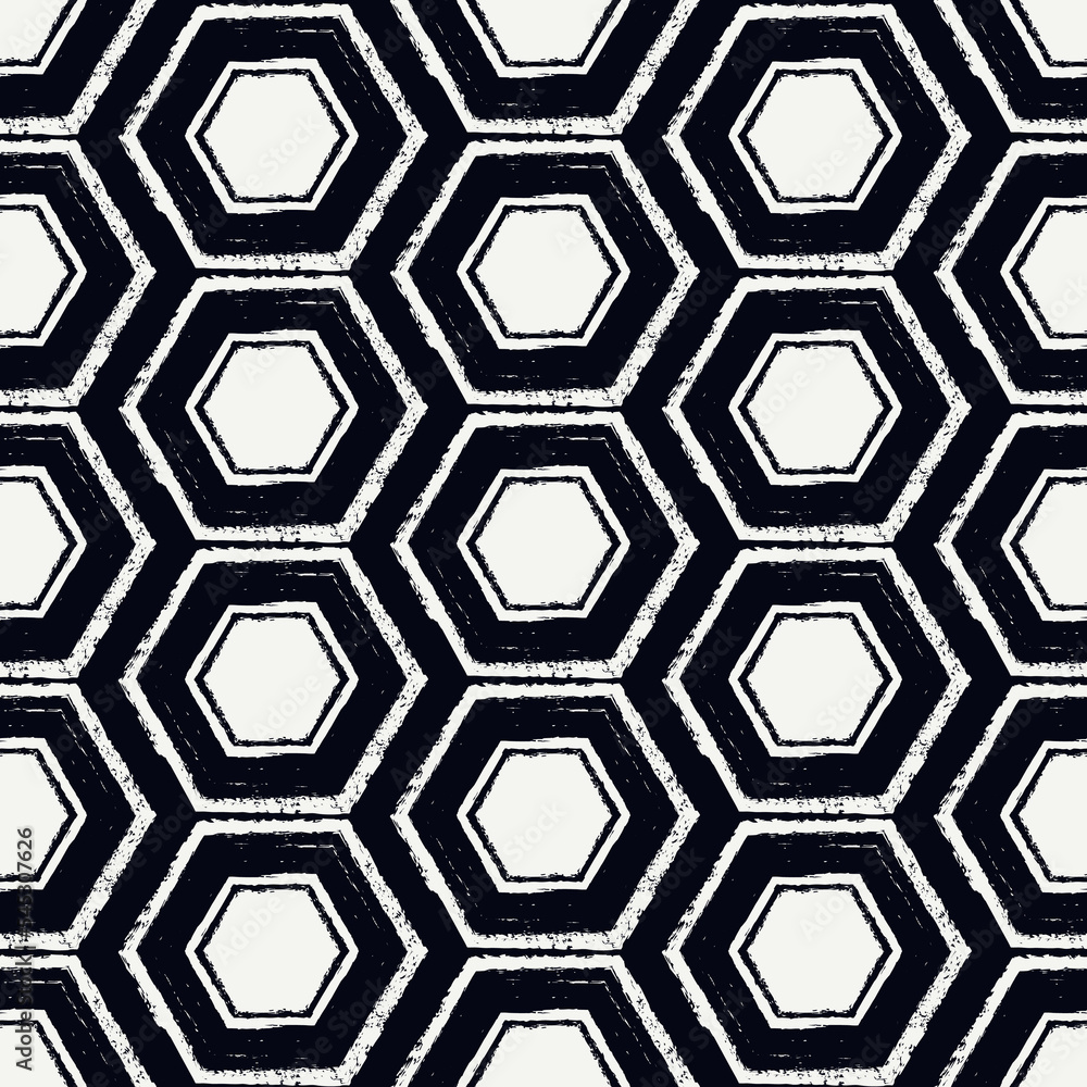 Honeycomb seamless pattern. Hexagon motif. Natural organic texture. Freehand brush grunge design classic geometric print Honeycomb seamless pattern. Hexagon motif. Natural organic texture. Freehand brush grunge design classic geometric print