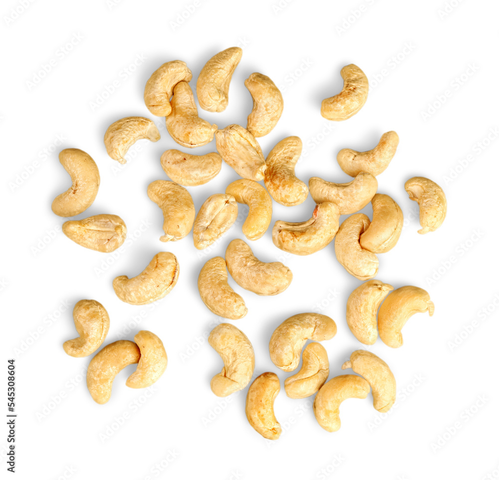Pile of Cashew nuts on white background Pile of Cashew nuts on white background