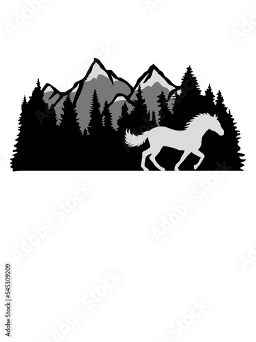 Berge Wald Natur Pferd 