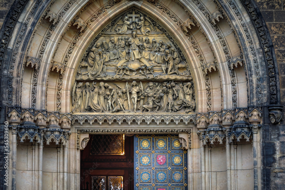 Detail door of St. Peter and Paul church on Vysehrad, Prague Czech Republic