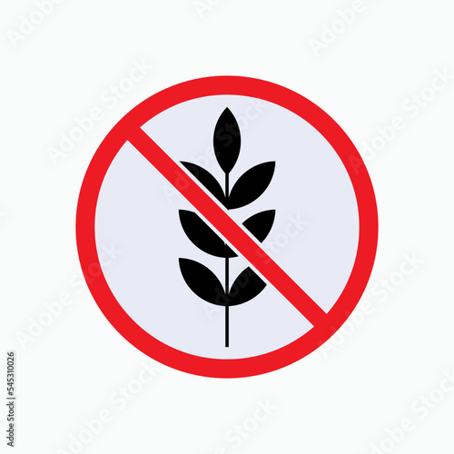 .  Icon No Wheat. Out of Stock Grain. Famine, Starving Symbol. Sign of Food Crisis. 