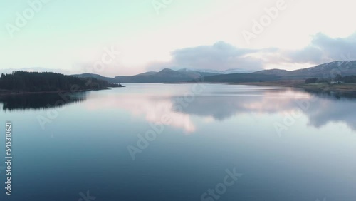 Wallpaper Mural Aerial drone shot of still lake at Loch Doon, Galloway Forest Park Torontodigital.ca