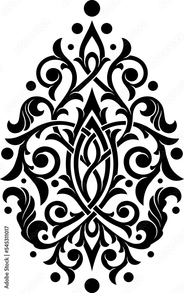 Stylized Victorian Gothic ornament. Tattoo, ornamental design element, for mehndi Stylized Victorian Gothic ornament. Tattoo, ornamental design element, for mehndi