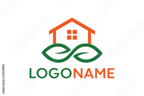 Leaf and home concept. Very suitable for symbol, logo, company nyame, brand name, personal name, icon and many more. photo