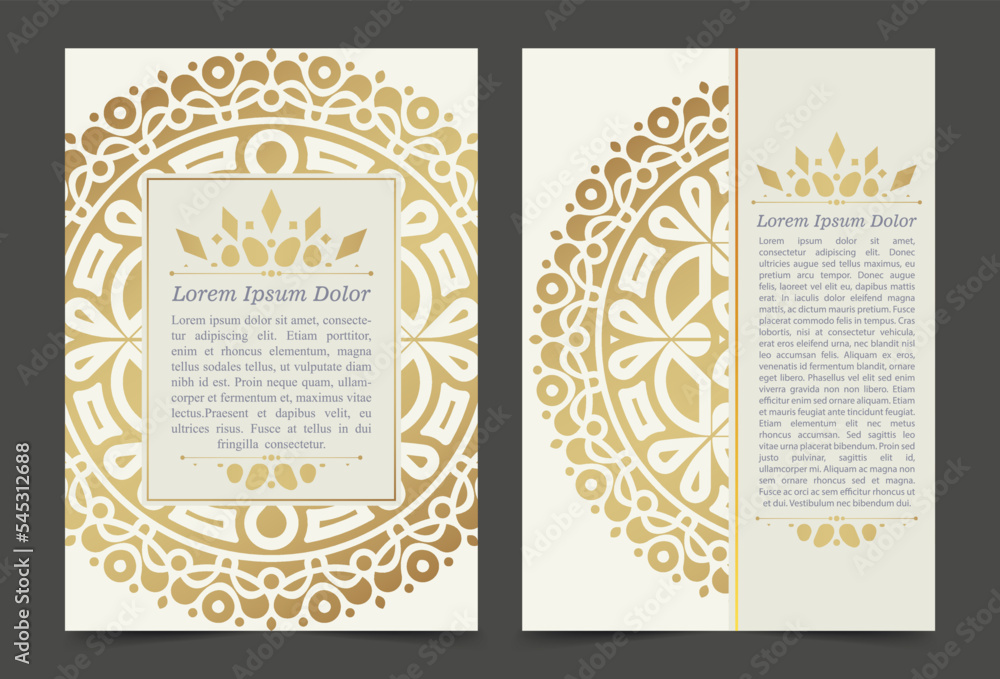 Naklejka premium Luxury mandala decorative card in gold color