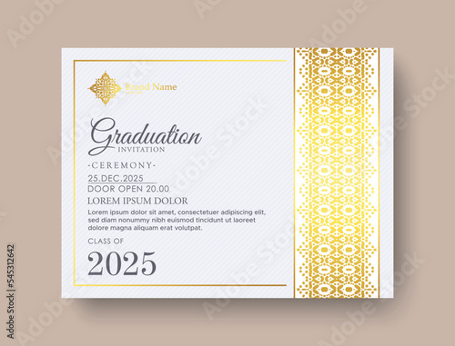 Elegant graduation invitation template with ornamental border