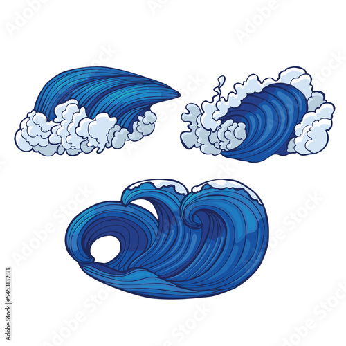 Color Graphic Hand Drawn Sea Waves