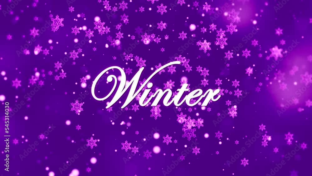 Snowflakes Falling Purple Of Winter Text 4K Snowflakes Falling Purple Of Winter Text 4K