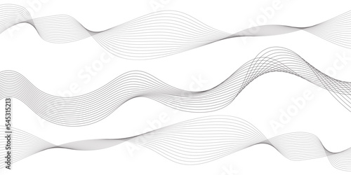 Abstract wavy gray blend liens design on white background. Digital frequency track equalizer. Vector illustration, Wavy stylized it make using blend tool.