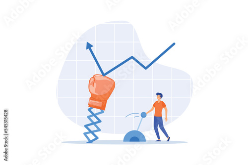 Game changer strategy to improve or rising up, stock market rebound or solution for economic recover from recession concept, flat vector modern illustration