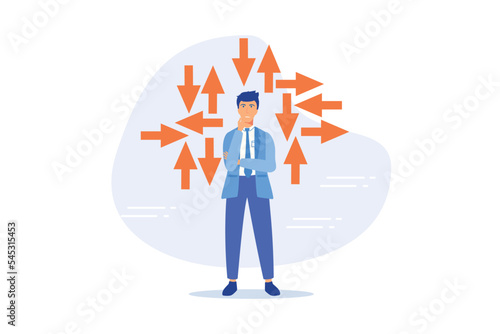 Decision making, decide the right way or choosing options, best alternative or solution to success, business direction or thinking concept, flat vector modern illustration
