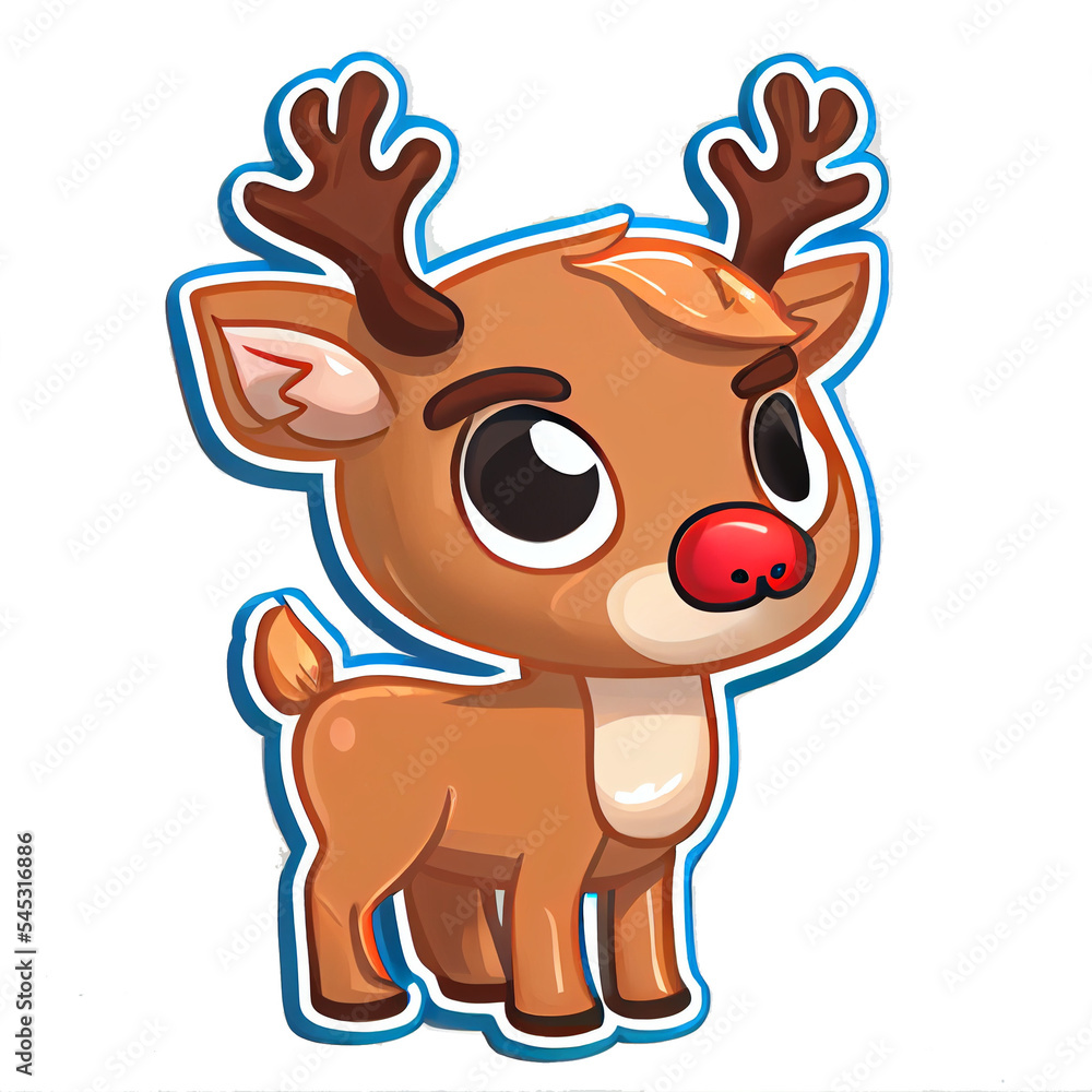 rudolph the red nosed reindeer sticker on transparent background Stock