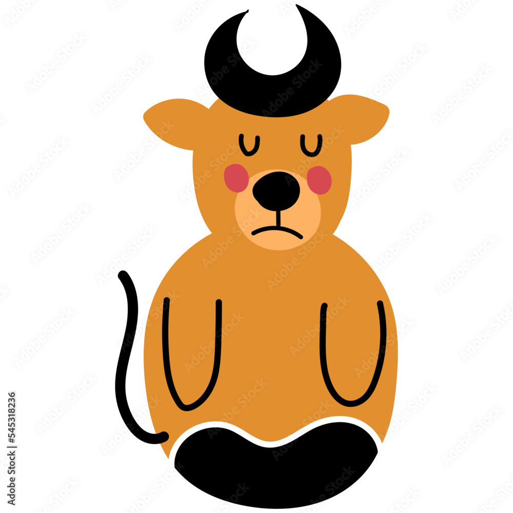 Obraz premium Cow hand drawn childish illustration