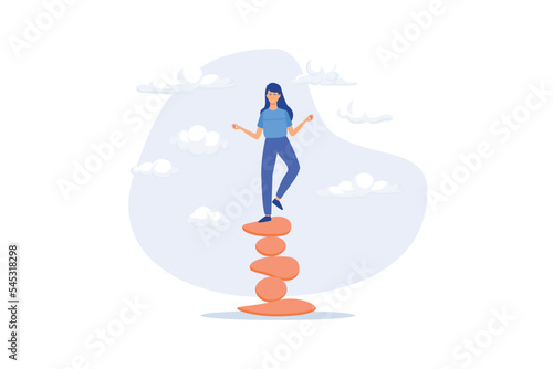 Harmony, balance or meditation, mindfulness relaxation for life wellness, zen or spiritual therapy, focus or concentration concept, flat vector modern illustration