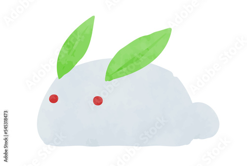 かわいい手描きの雪うさぎのイラスト素材