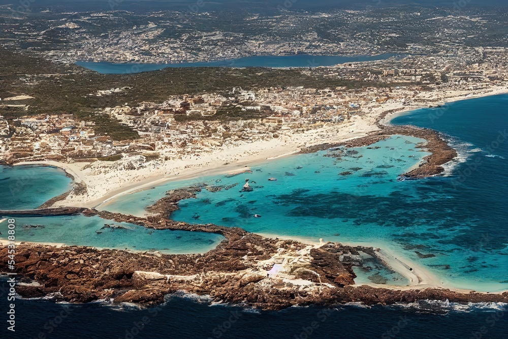 An aerial Ibiza beach shot.
