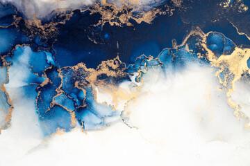 Marble ink abstract art from exquisite original painting for abstract background . Painting was painted on high quality paper texture to create smooth marble background pattern of ombre alcohol ink .
