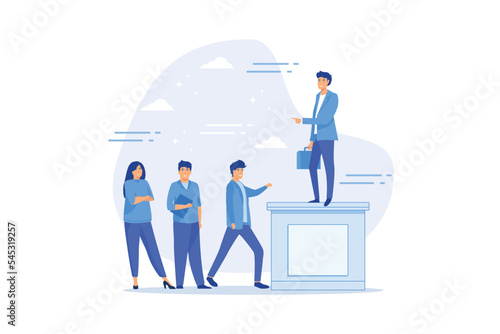 Thought leadership, CEO or executive position who guide company direction, leading business forward or guiding direction concept, flat vector modern illustration