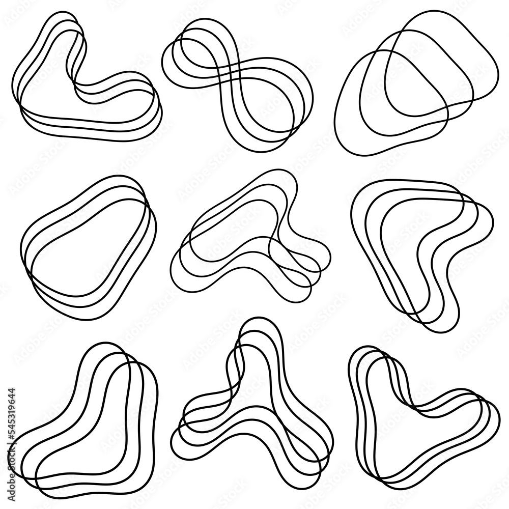 Organic abstract random shapes of blob using three outline for template design element or background design. Blob, black outline, simple line, aesthetic line, blob outline set vector Organic abstract random shapes of blob using three outline for template design element or background design. Blob, black outline, simple line, aesthetic line, blob outline set vector
