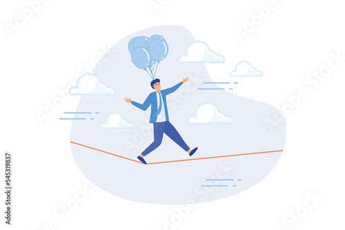 Risk management control or assessment on uncertainty, plan to survive in crisis or danger situation, reduce loss or disaster concept, flat vector modern illustration