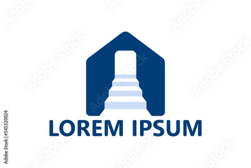 Stair house logo template design vector