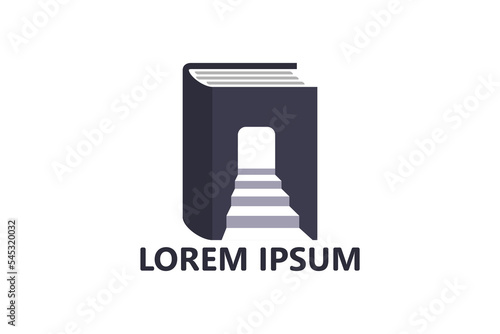 Stair book logo template design vector