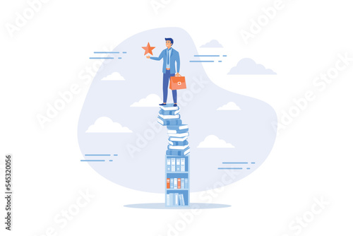 Learning or study help reach goal and success, knowledge and education for business challenge, motivation or ambition to learn new skill concept, flat vector modern illustration