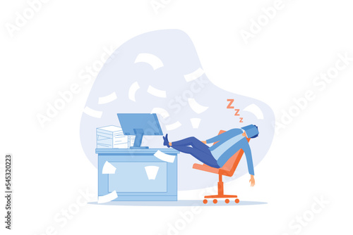 Quiet quitting, lack of work motivation, work boredom or morality, exhaustion or burn out from hard work without recognition concept, flat vector modern illustration