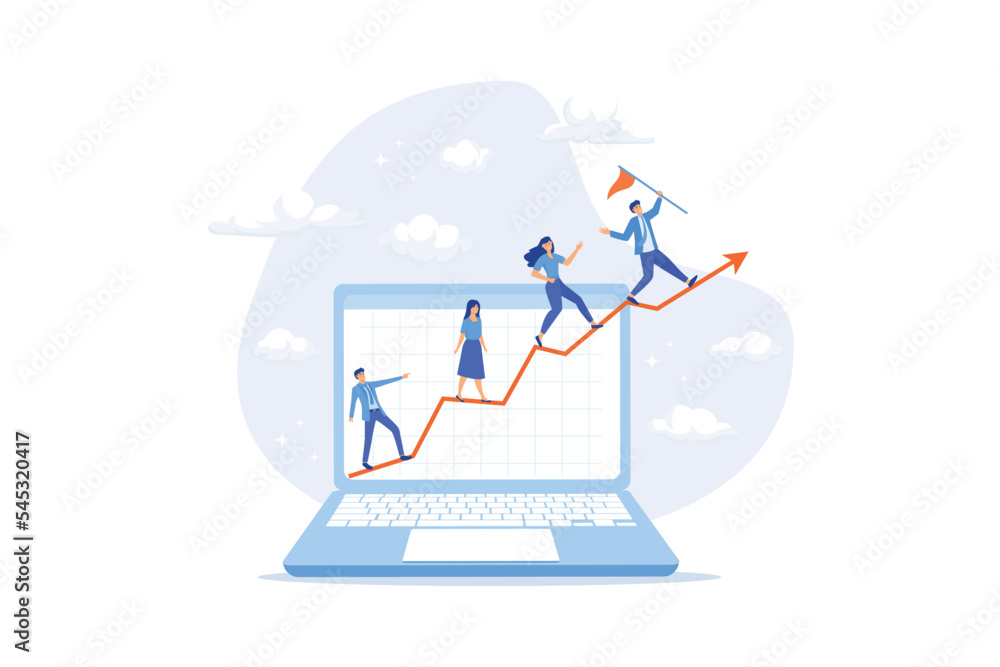 Increase business performance, growth, improvement or growing for success or investment profit, strategy or plan concept, flat vector modern illustration Increase business performance, growth, improvement or growing for success or investment profit, strategy or plan concept, flat vector modern illustration