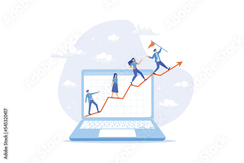 Increase business performance, growth, improvement or growing for success or investment profit, strategy or plan concept, flat vector modern illustration