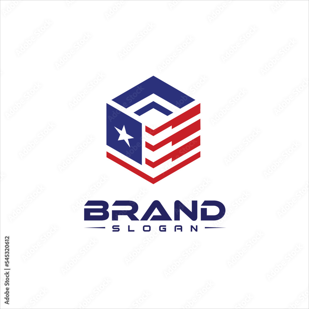 Modern abstract illustration of American cube Box hexagon logo design template Modern abstract illustration of American cube Box hexagon logo design template