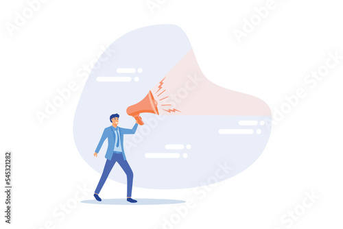 Announcement or storytelling, communication skill or shouting out loud, sending message or attention warning, speak or boss aggression concept, flat vector modern illustration