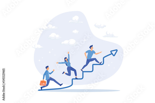 Growth strategy, career path development or growing business, employee training or improvement, job promotion concept, flat vector modern illustration