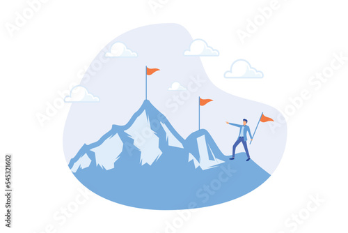 Ambition to success and achieve target, career growth or business goals, challenge to win, achievement or victory concept, flat vector modern illustration