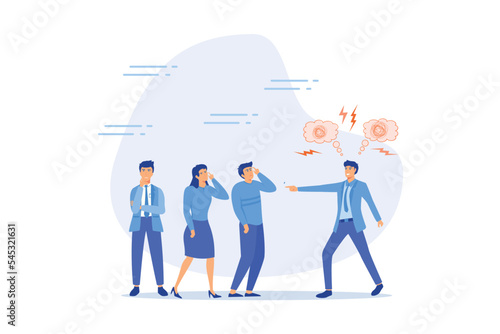 Deal with difficult people, bossy manager or trouble employee, tough or complicated colleague, confusion or conflict concept, flat vector modern illustration