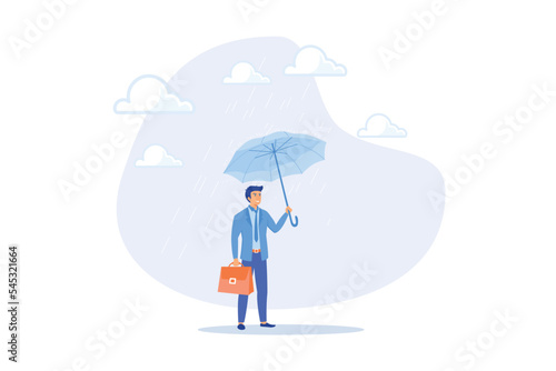 Dealing with bad luck, problem or depression, protect from business mistake, error or economic recession, security or insurance concept, flat vector modern illustration