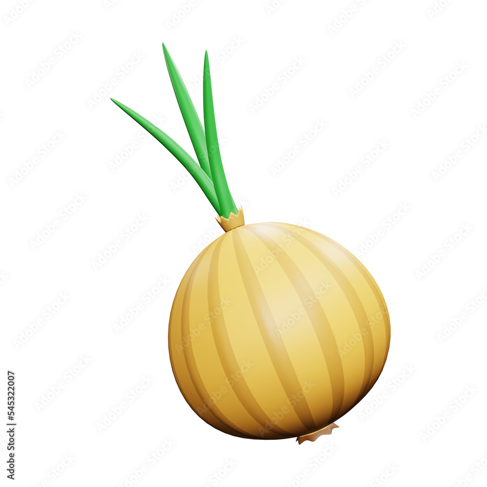 PNG 3d rendering of onion vegetable for your content asset needs