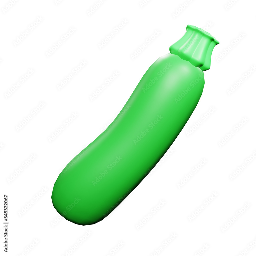 PNG 3d rendering of zucchini vegetable for your content asset needs